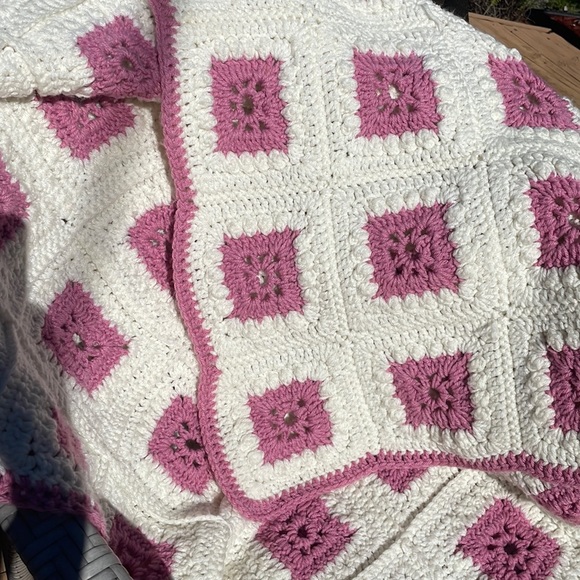 Vintage Granny Square Blanket 86"X 52" - Picture 5 of 5